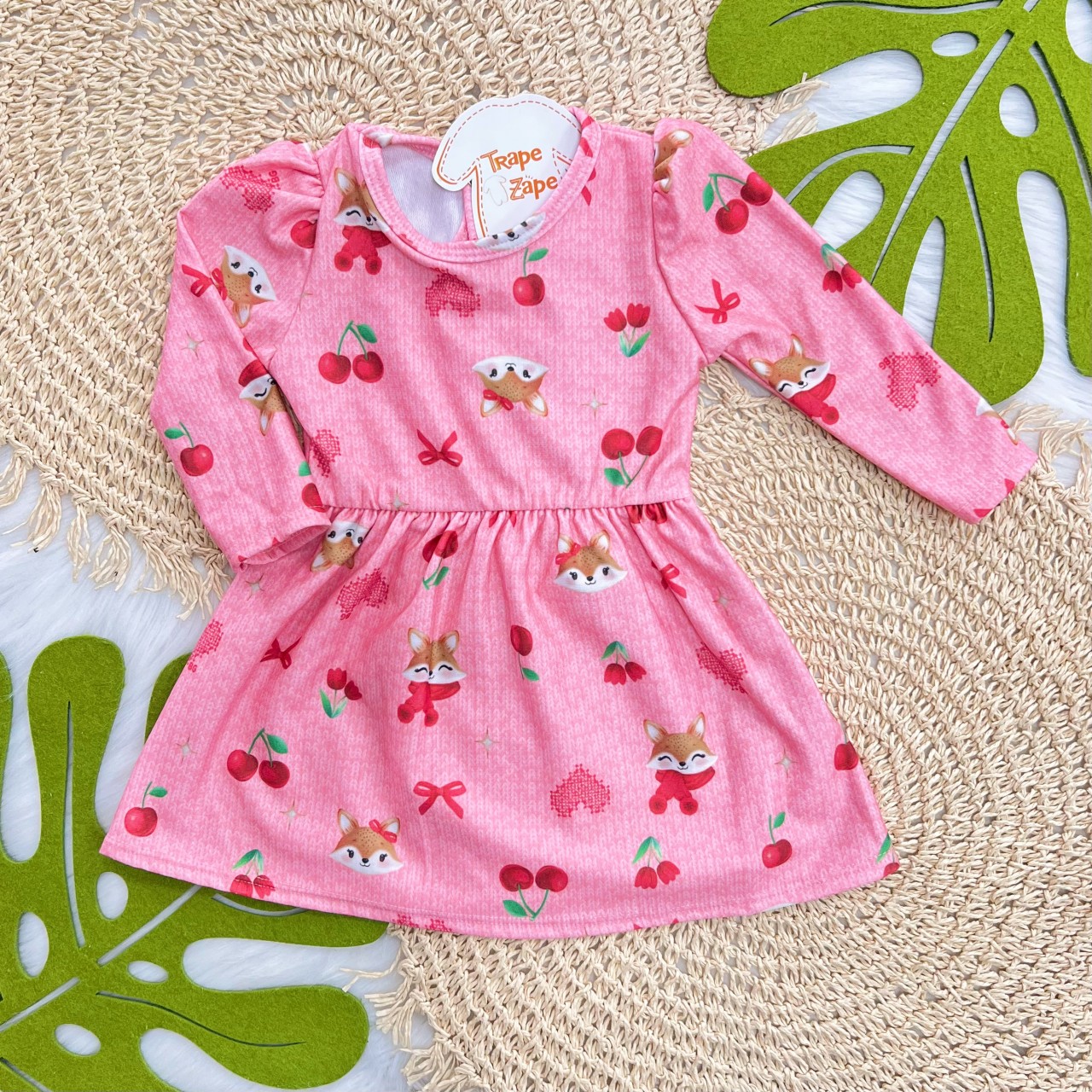 Vestido Raposinha e Frutinhas - Rosa